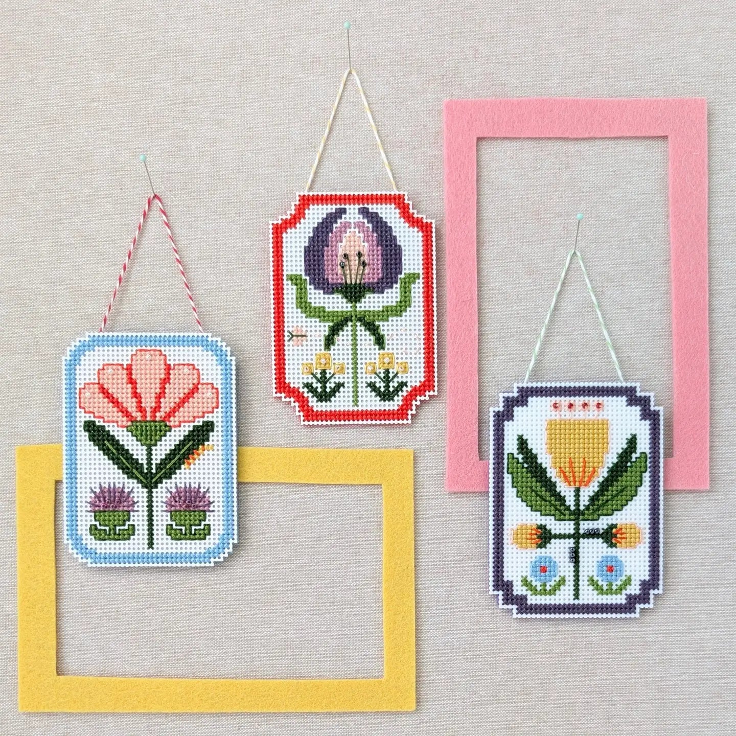 Framed Floral Tulip Cross Stitch Kit