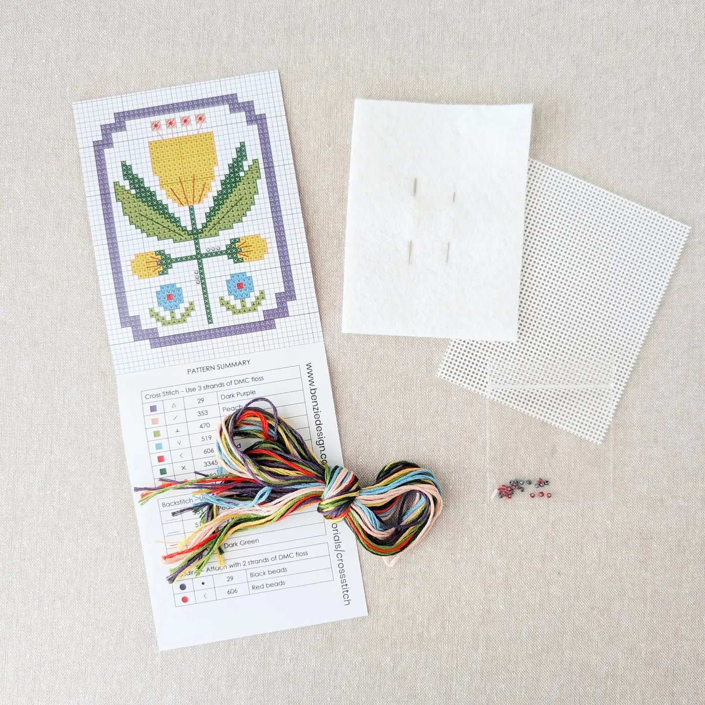 Framed Floral Tulip Cross Stitch Kit