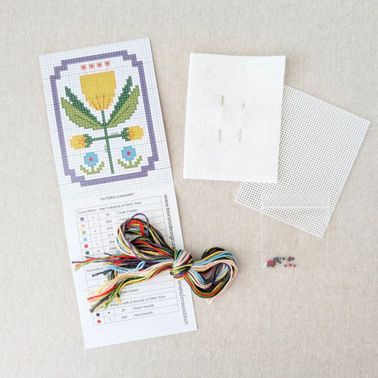 Framed Floral Tulip Cross Stitch Kit