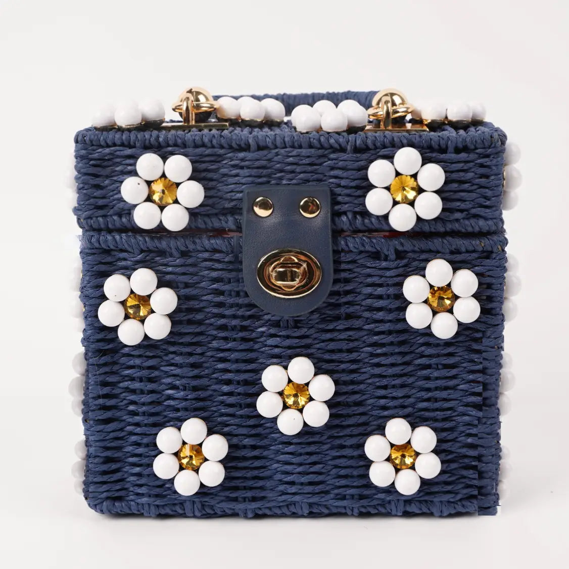 Wicker Bucket Daisy Flower Purse