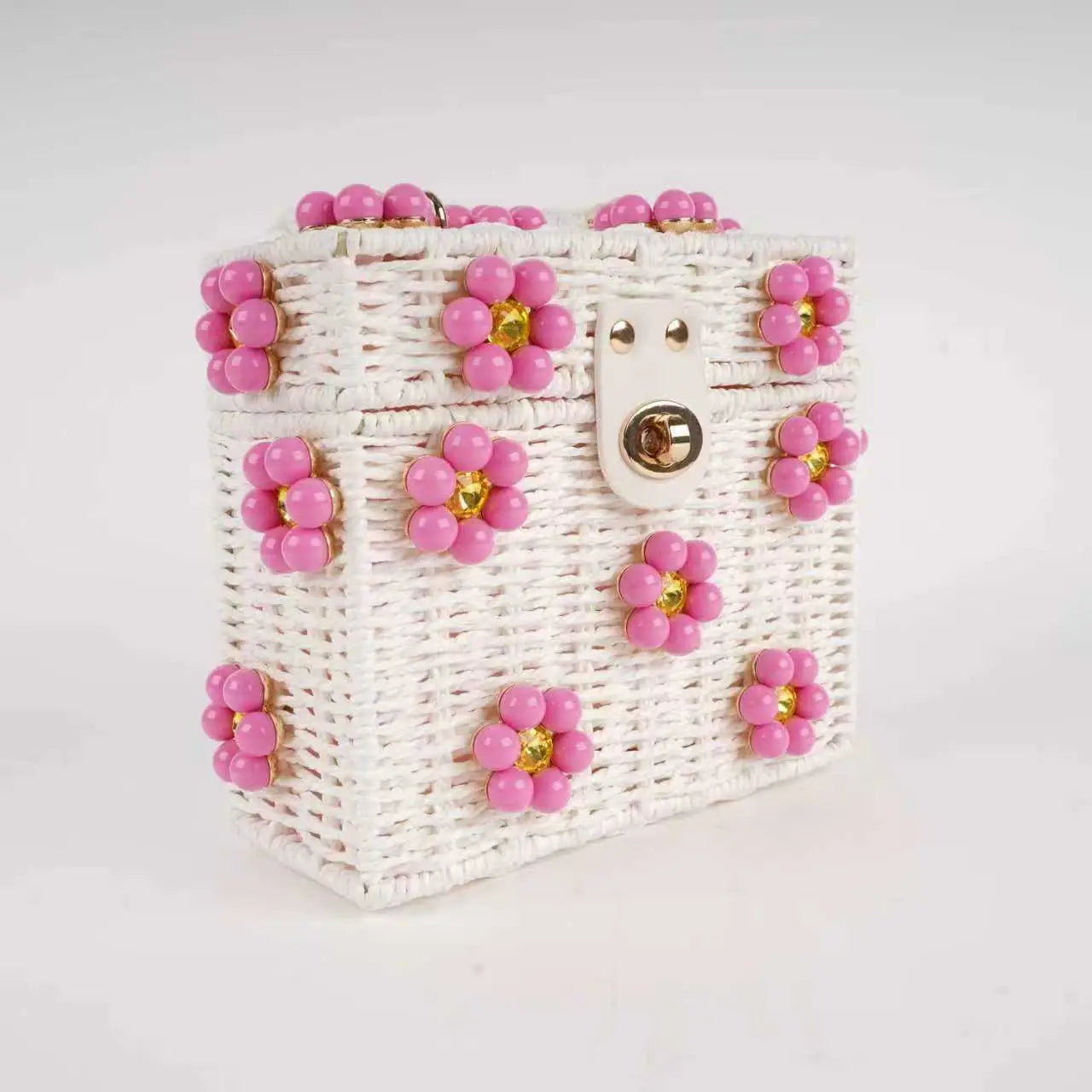 Wicker Bucket Daisy Flower Purse