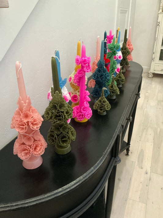 Handcrafted Serpentine Floral Candles