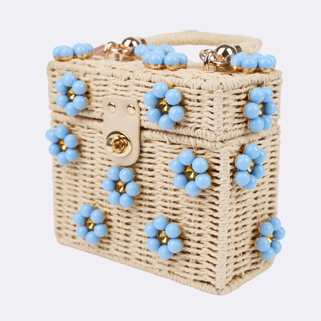 Wicker Bucket Daisy Flower Purse