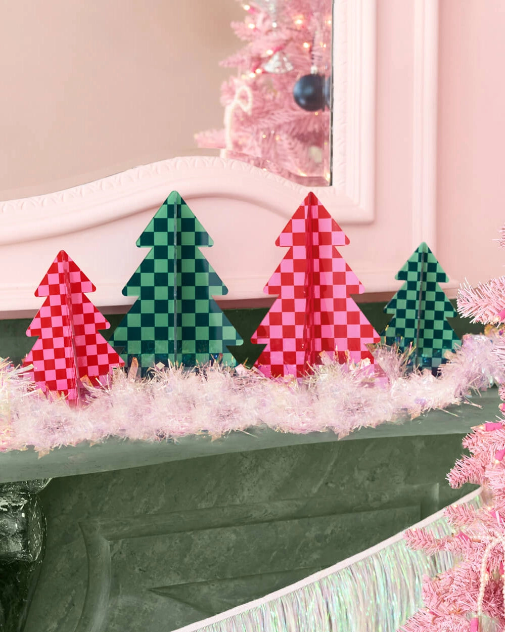 Checkered Christmas Trees (set of 4)