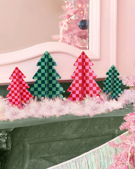Checkered Christmas Trees (set of 4)