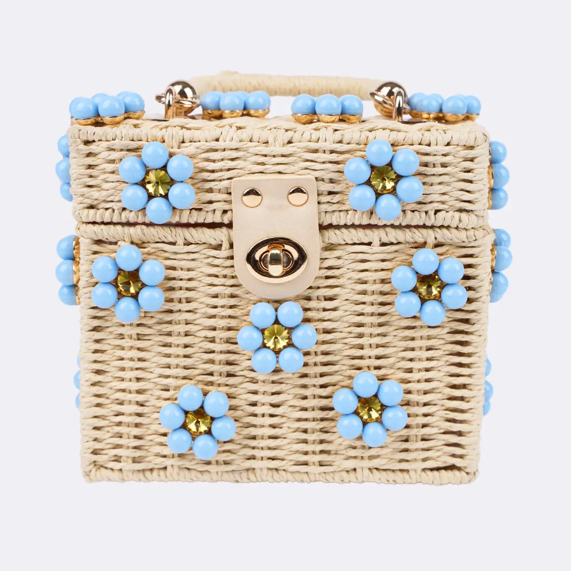 Wicker Bucket Daisy Flower Purse