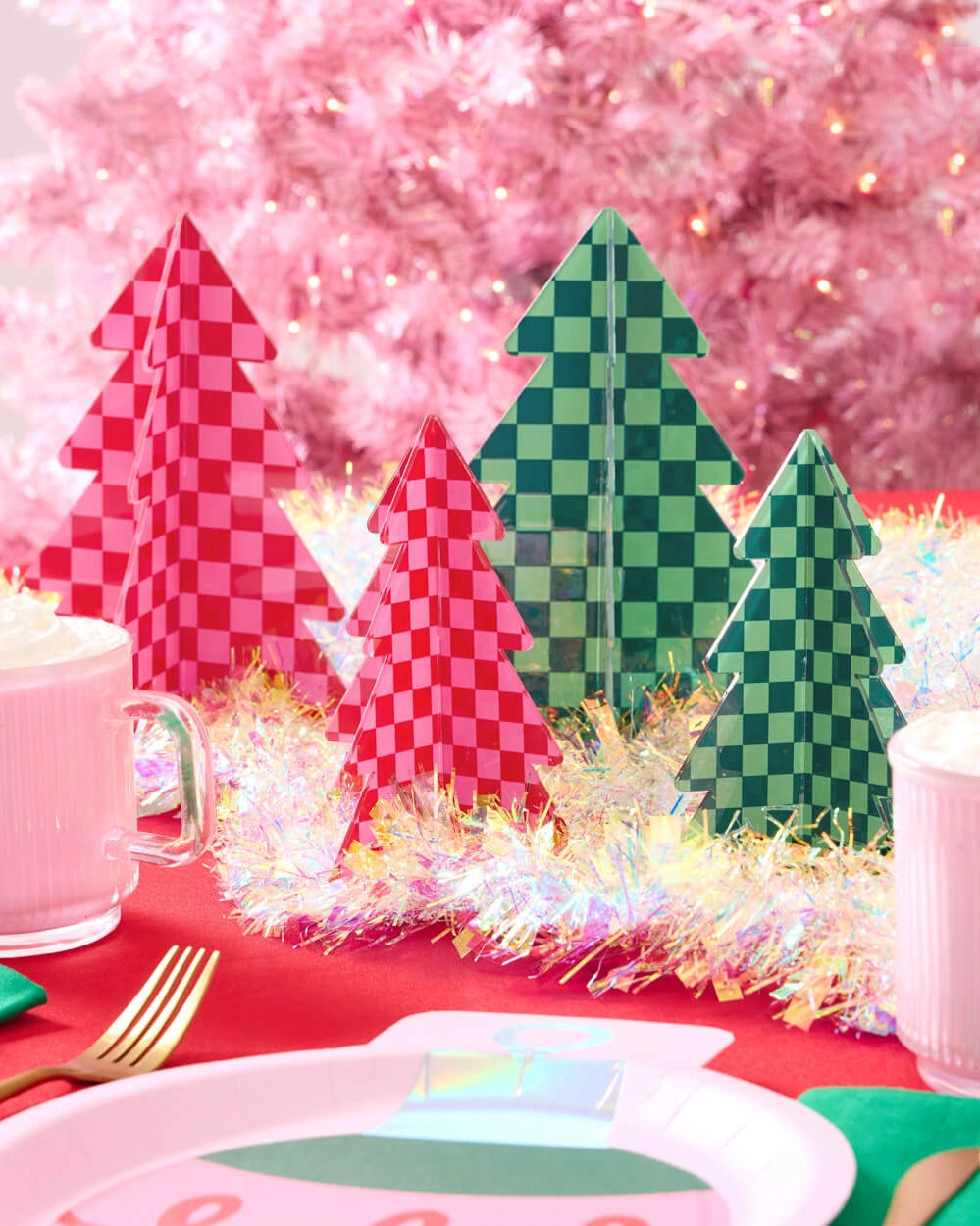 Checkered Christmas Trees (set of 4)