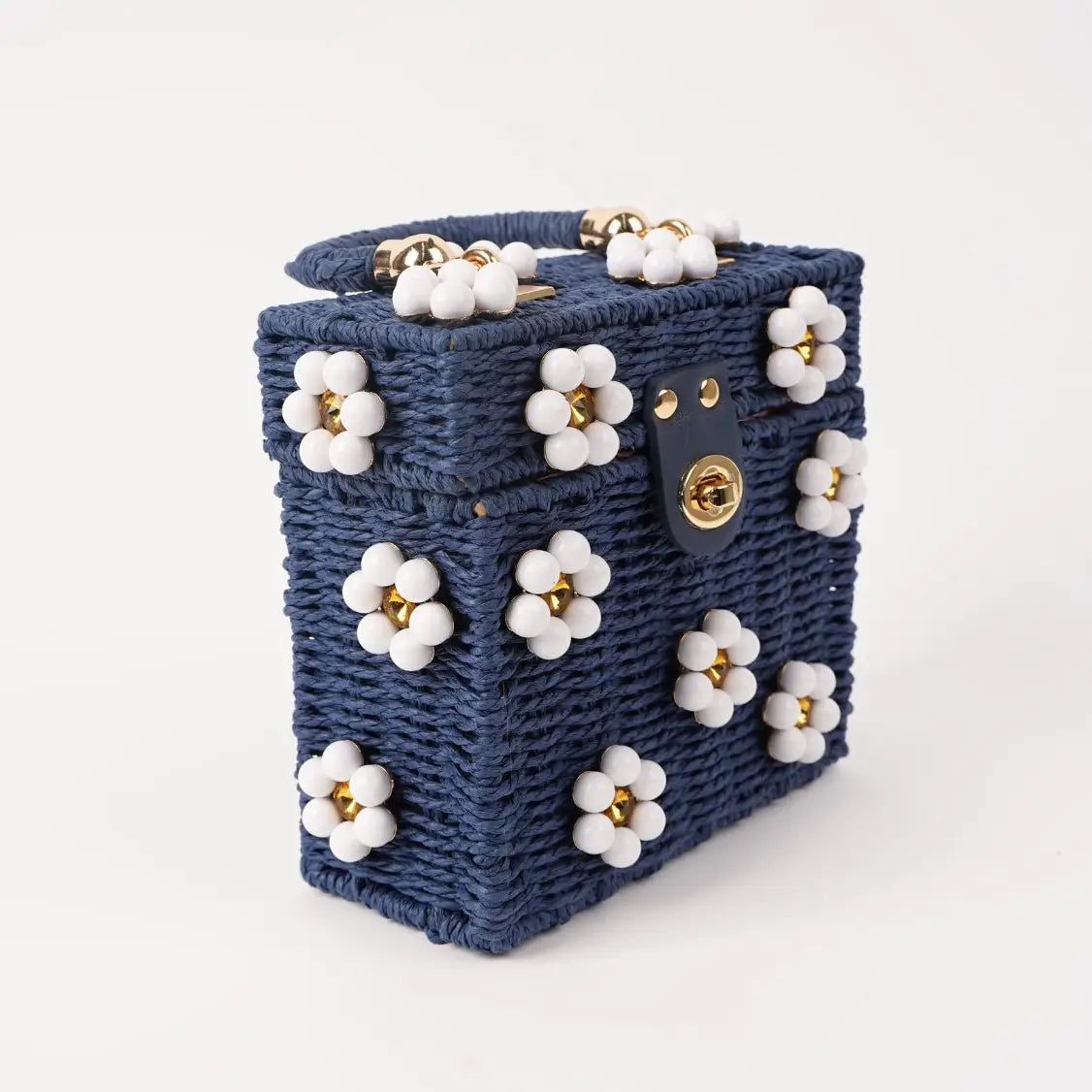 Wicker Bucket Daisy Flower Purse