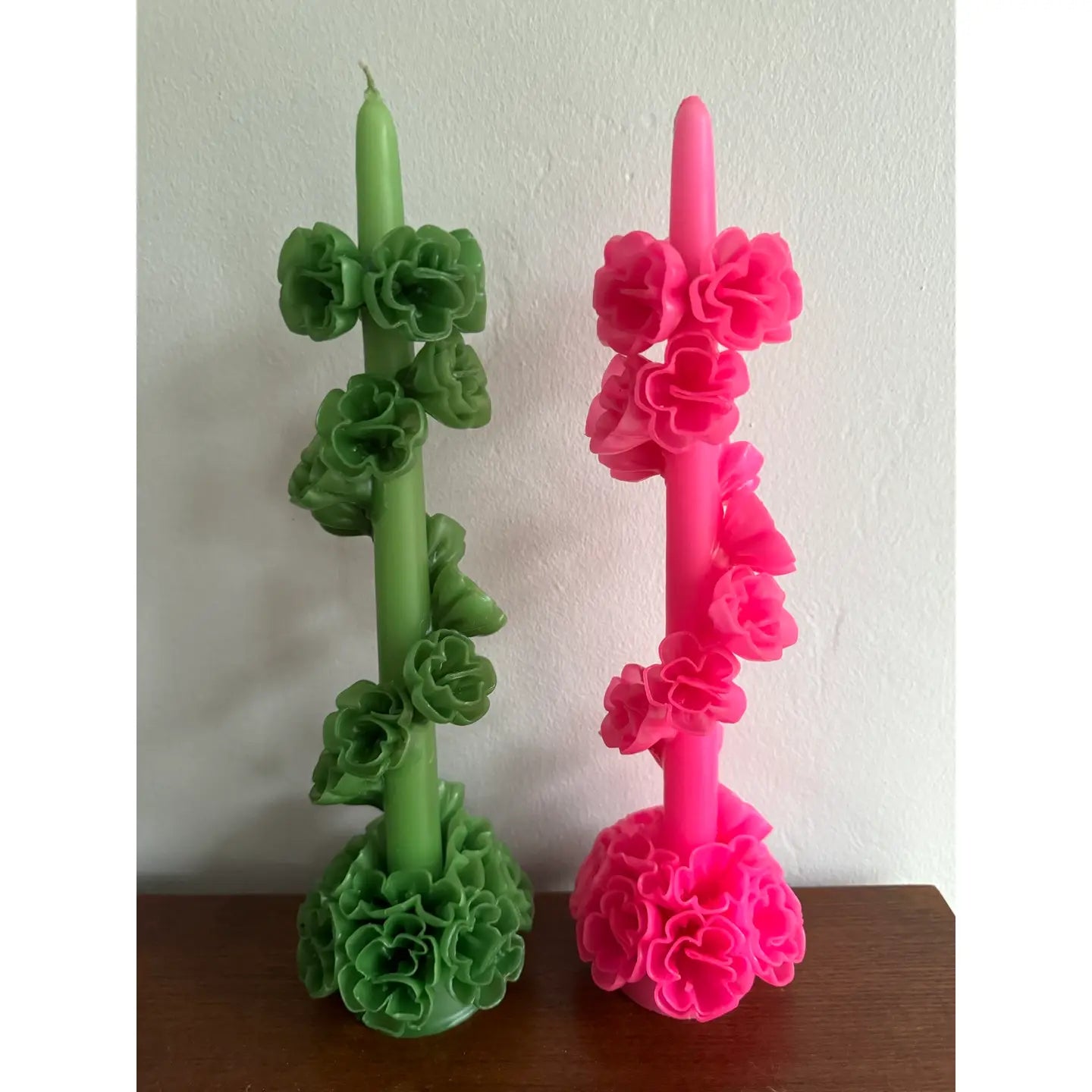 Handcrafted Serpentine Floral Candles