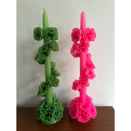Handcrafted Serpentine Floral Candles